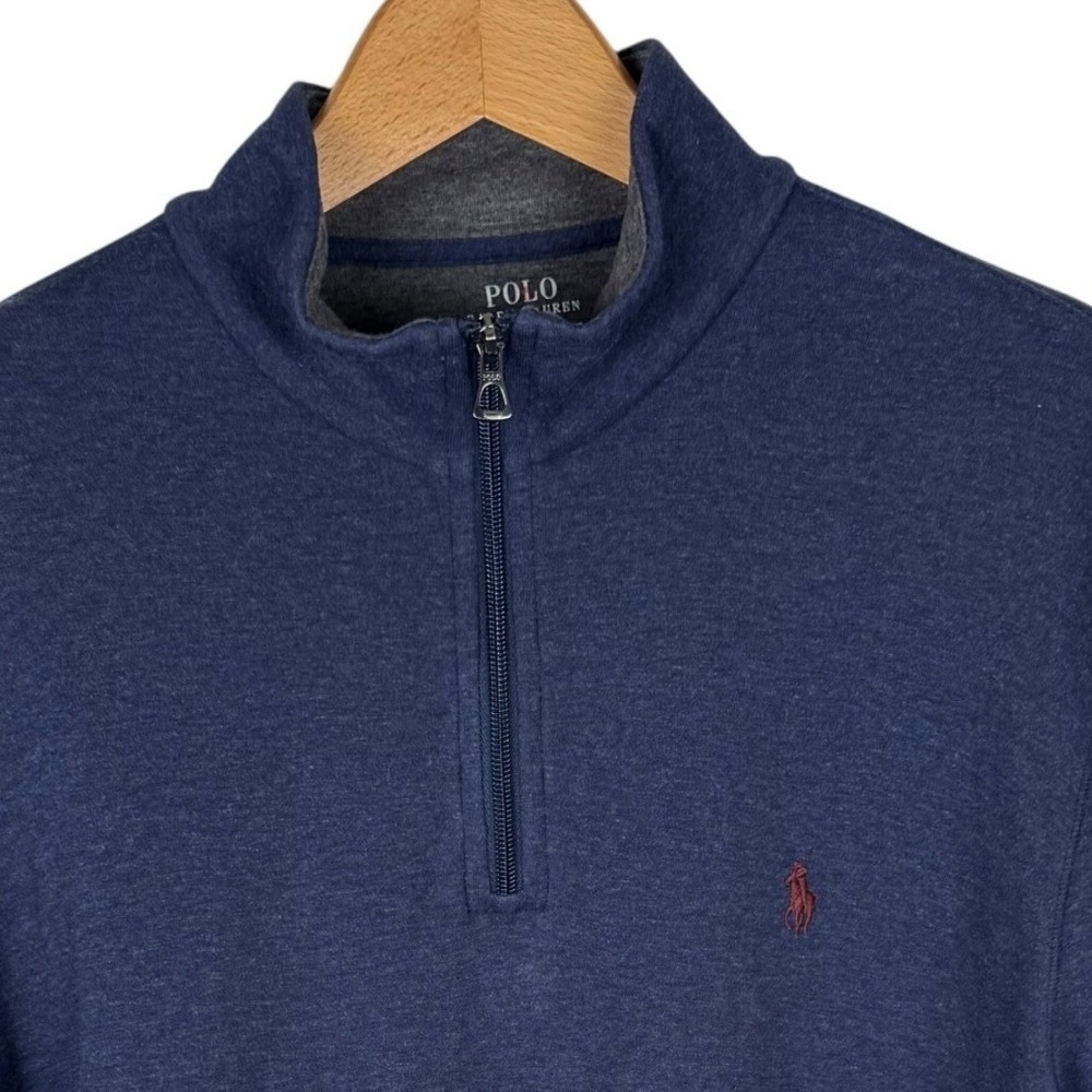 Polo‎ Ralph Lauren Quarter Zip Pullover Mens L Navy Blue Knit Mock Neck Pony